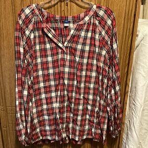 Old Navy Red and White Plaid Blouse
